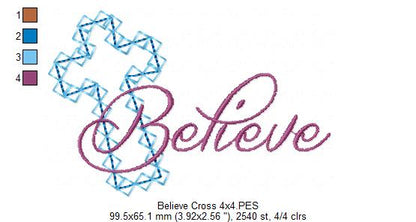 Cross Believe - Applique - Machine Embroidery Design
