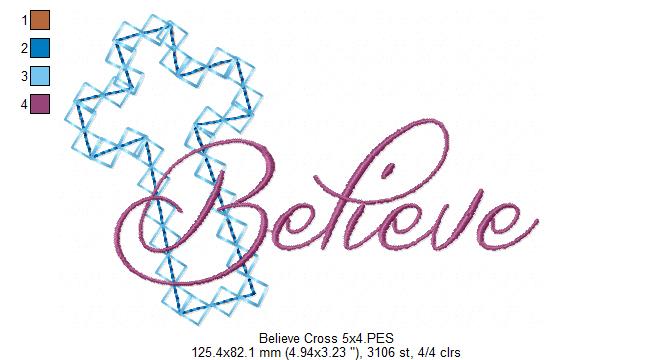 Cross Believe - Applique - Machine Embroidery Design