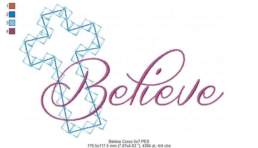 Cross Believe - Applique - Machine Embroidery Design