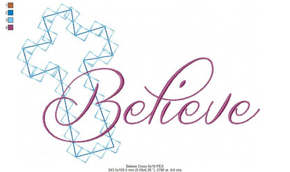 Cross Believe - Applique - Machine Embroidery Design