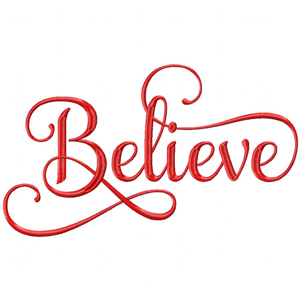 Believe - Fill Stitch - Machine Embroidery Design