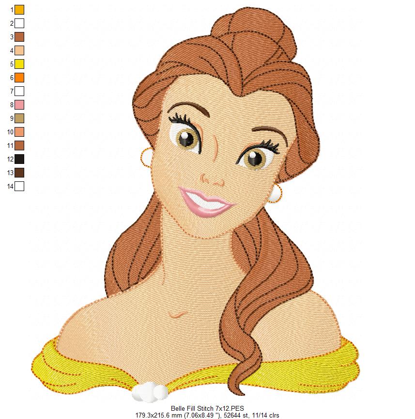 Princess Belle - Fill Stitch - Machine Embroidery Design