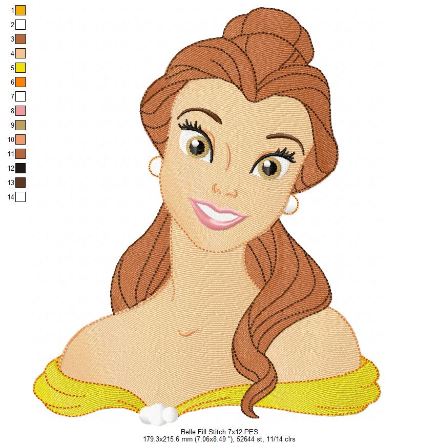 Princess Belle - Fill Stitch - Machine Embroidery Design