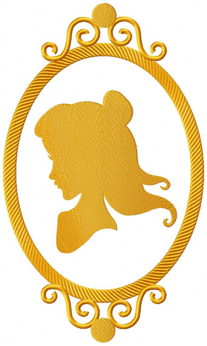 Princess Silhouette Frame Collection - Set of 12 designs - Fill Stitch Machine Embroidery Design