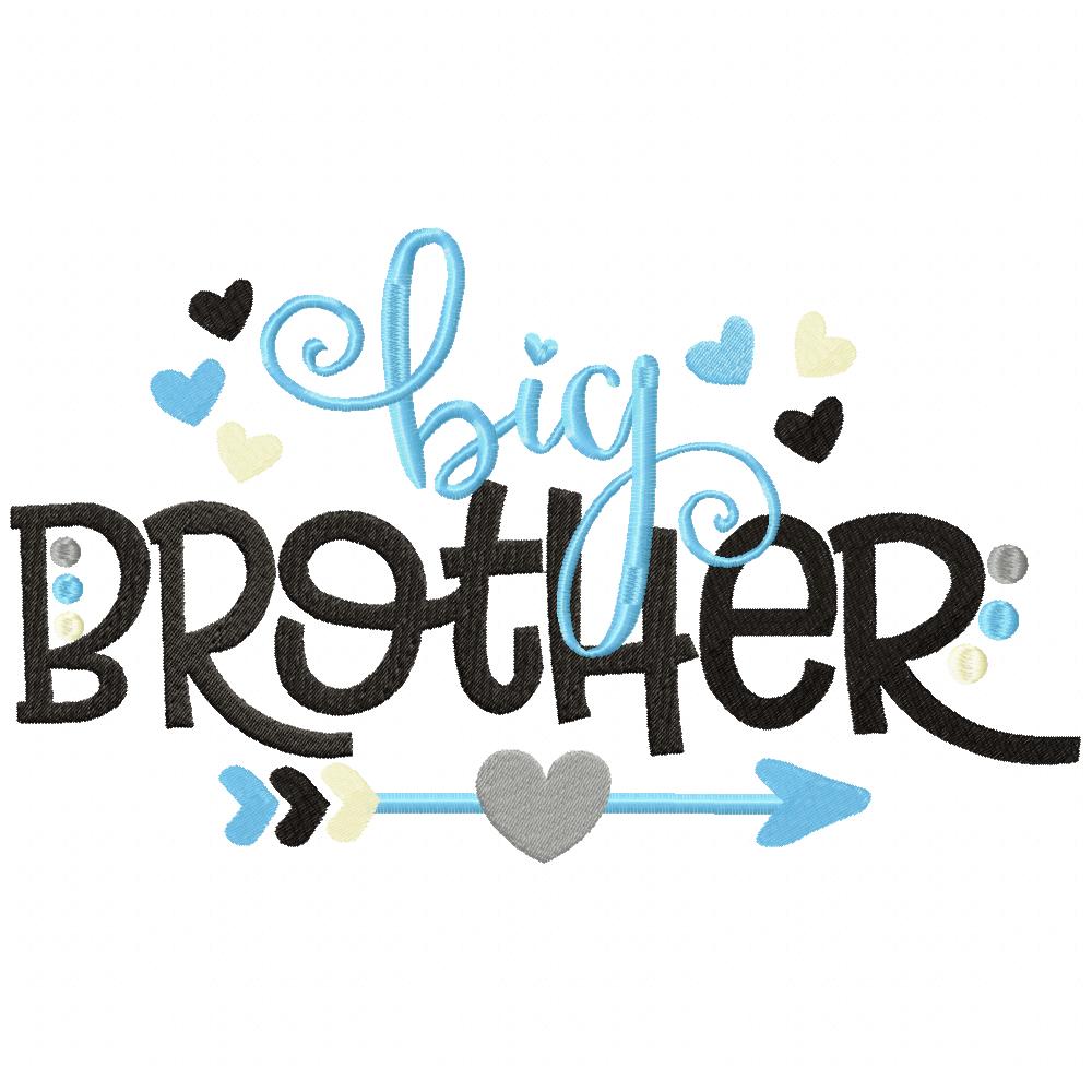Big Brother Arrow and Hearts - Fill Stitch - Machine Embroidery Design