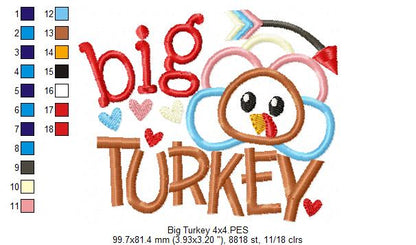 Thanksgiving Big Turkey - Applique Embroidery