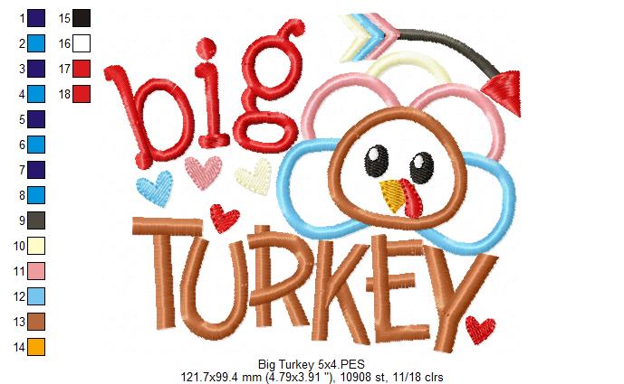 Thanksgiving Big Turkey - Applique Embroidery