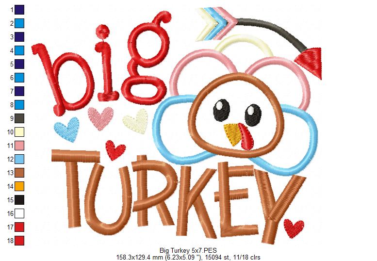 Thanksgiving Big Turkey - Applique Embroidery