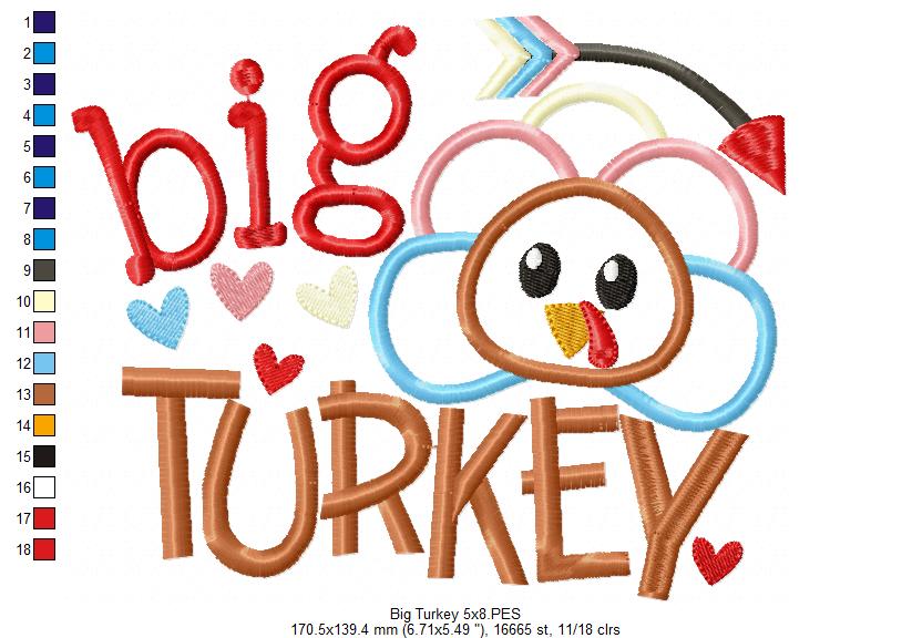Thanksgiving Big Turkey - Applique Embroidery