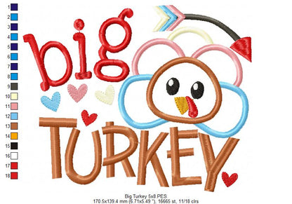 Thanksgiving Big Turkey - Applique Embroidery