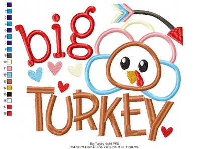 Thanksgiving Big Turkey - Applique Embroidery