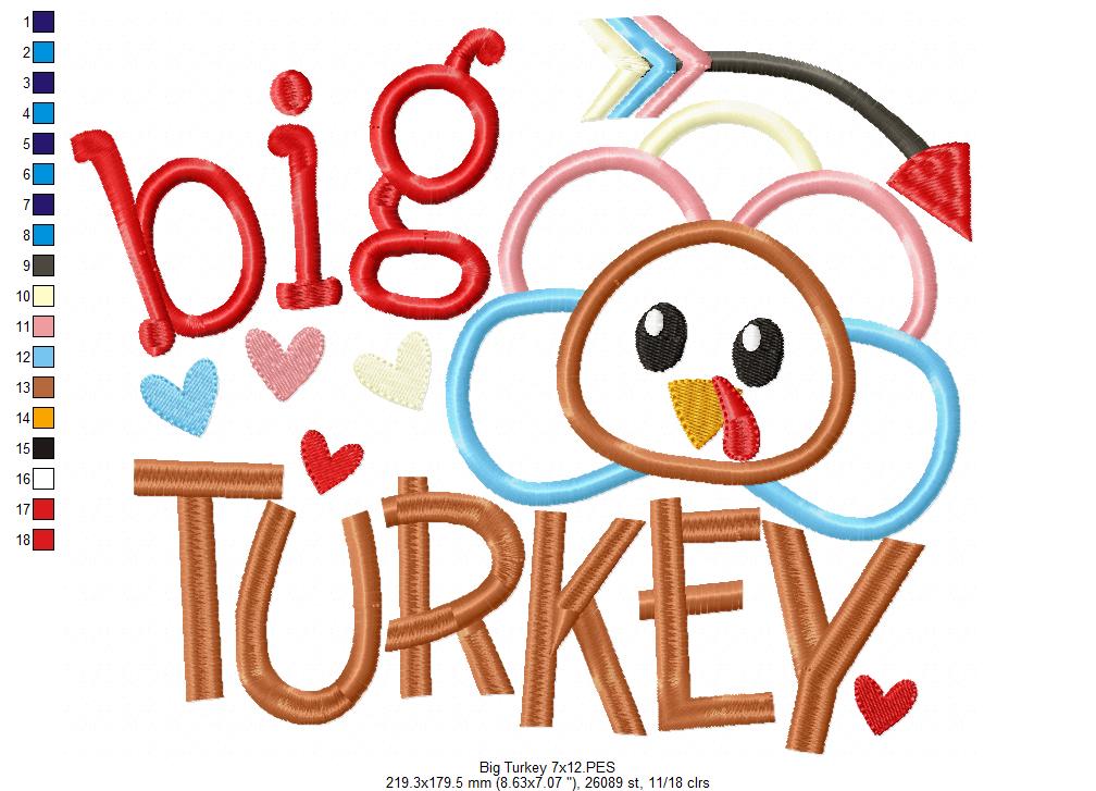Thanksgiving Big Turkey - Applique Embroidery
