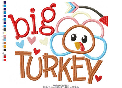 Thanksgiving Big Turkey - Applique Embroidery