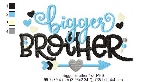 Bigger Brother Arrow and Hearts - Fill Stitch - Machine Embroidery Design