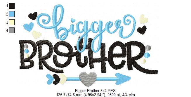 Bigger Brother Arrow and Hearts - Fill Stitch - Machine Embroidery Design