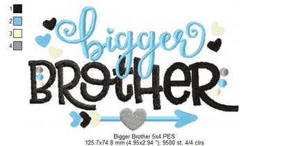Bigger Brother Arrow and Hearts - Fill Stitch - Machine Embroidery Design