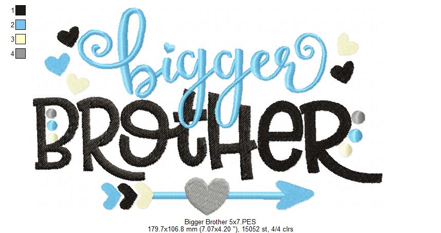 Bigger Brother Arrow and Hearts - Fill Stitch - Machine Embroidery Design