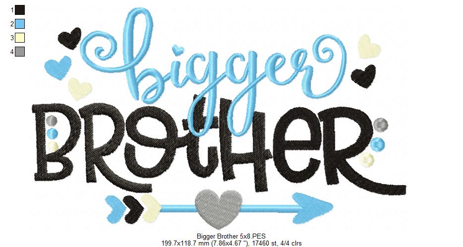 Bigger Brother Arrow and Hearts - Fill Stitch - Machine Embroidery Design