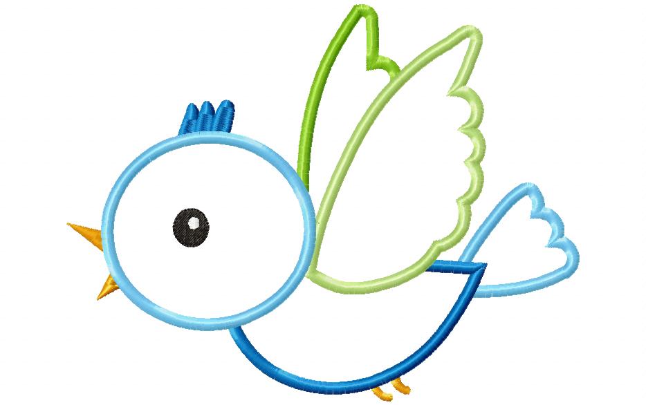 Cute Flying Bird - Appliqué - Machine Embroidery Design