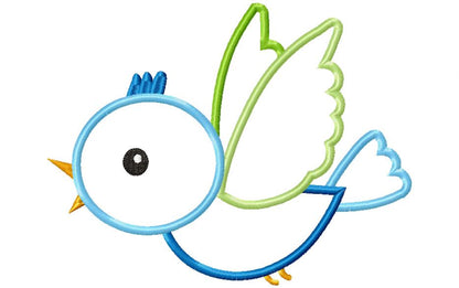 Cute Flying Bird - Appliqué - Machine Embroidery Design