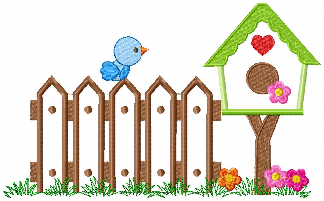 Sweet Birdhouse Garden Scene - Applique – Machine Embroidery Design