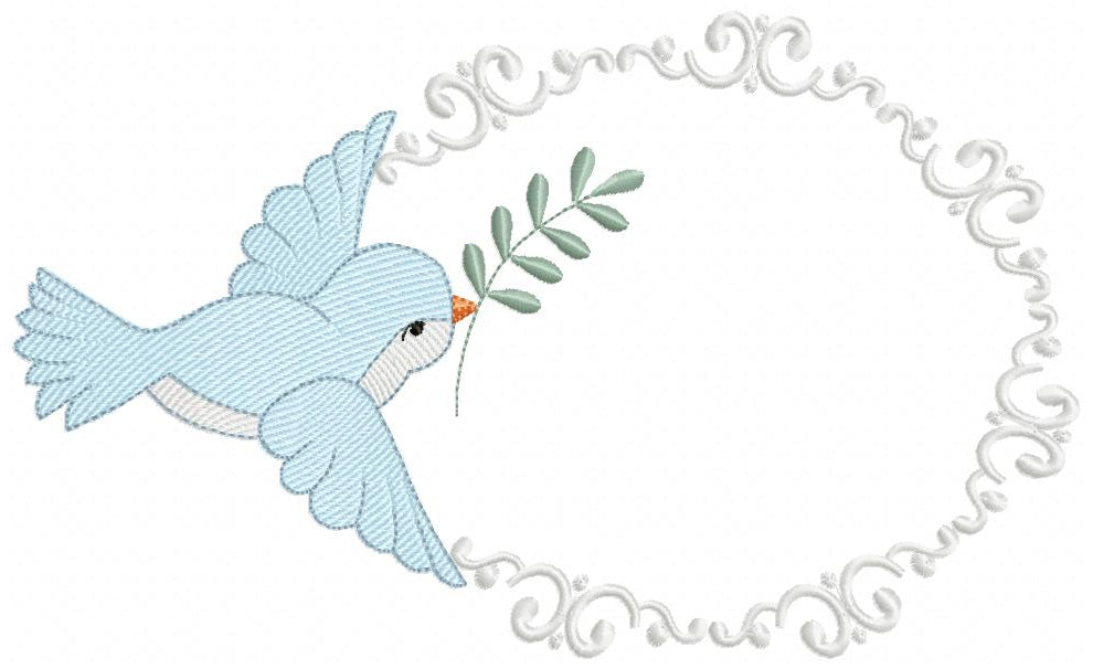 Bird and Sprig Frame - Fill Stitch - Machine Embroidery Design