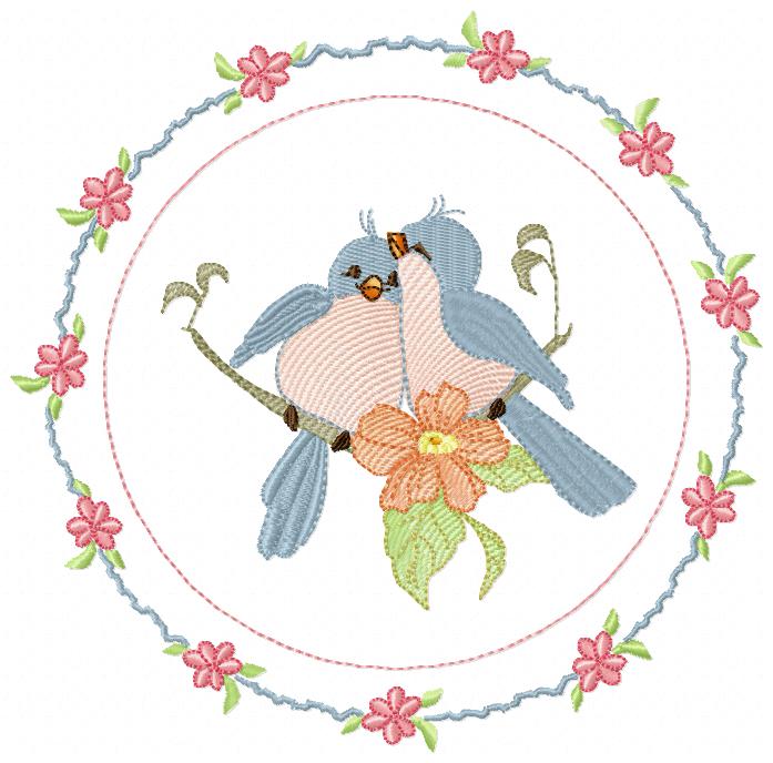 Birds in Love - Fill Stitch Embroidery