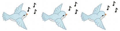 Trio of Birds Singing - Fill Stitch - Machine Embroidery Design