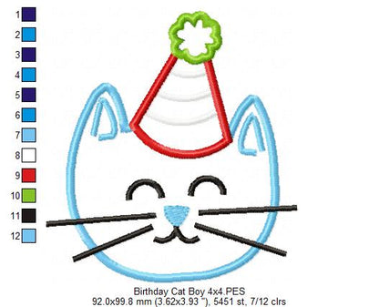 Birthday Kitty Collection – Applique – Machine Embroidery Design
