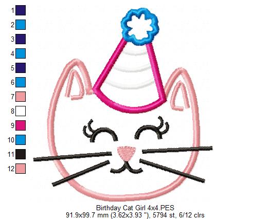 Birthday Kitty Collection – Applique – Machine Embroidery Design