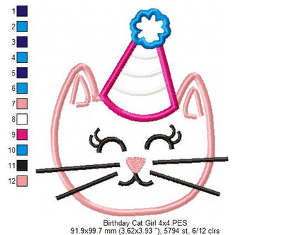 Birthday Kitty Collection – Applique – Machine Embroidery Design