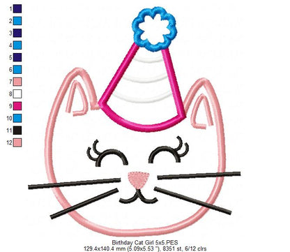Birthday Kitty Collection – Applique – Machine Embroidery Design