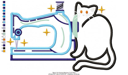 Black Cat and a Vintage Sewing Machine - Applique