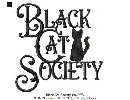 Black Cat Society - Fill Stitch Embroidery