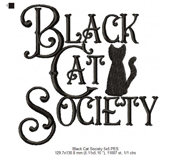 Black Cat Society - Fill Stitch Embroidery