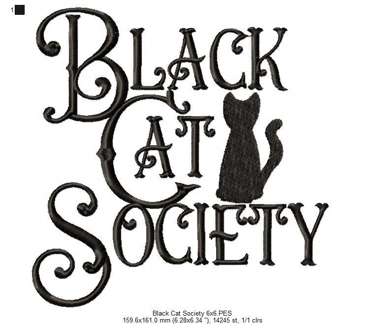 Black Cat Society - Fill Stitch Embroidery