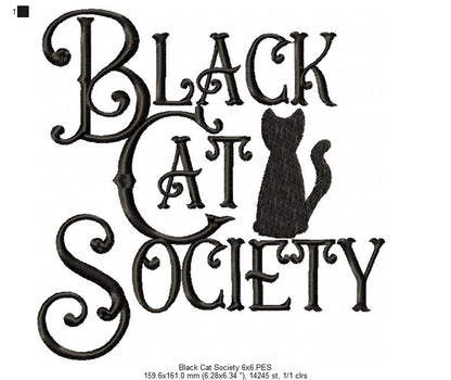 Black Cat Society - Fill Stitch Embroidery