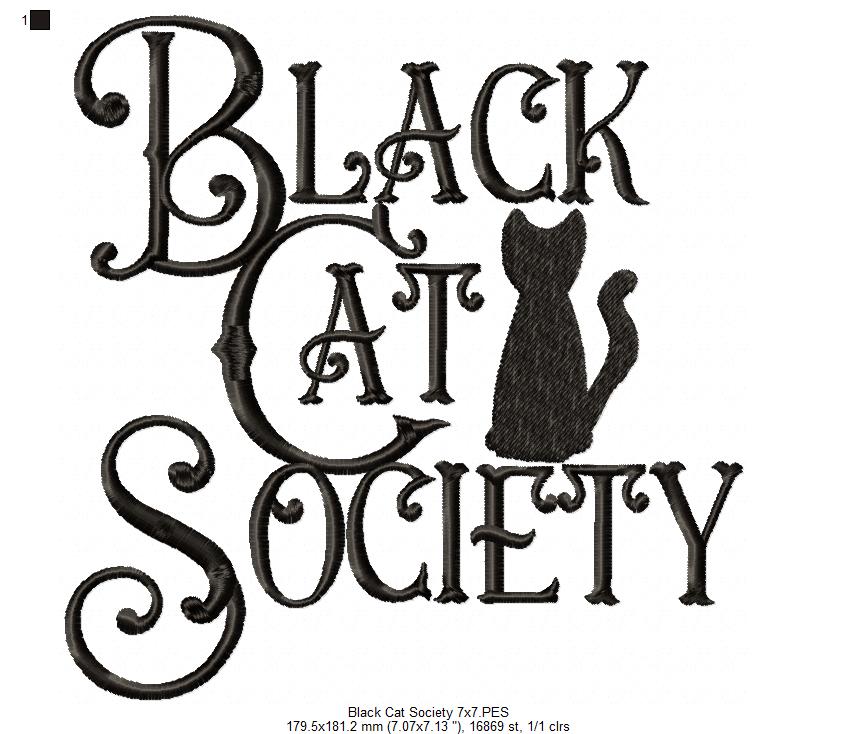 Black Cat Society - Fill Stitch Embroidery