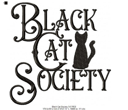 Black Cat Society - Fill Stitch Embroidery