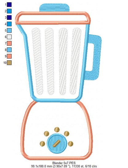 Kitchen Blender - Appliqué - Machine Embroidery Design