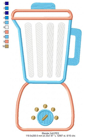 Kitchen Blender - Appliqué - Machine Embroidery Design