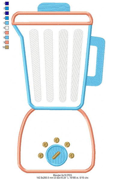 Kitchen Blender - Appliqué - Machine Embroidery Design
