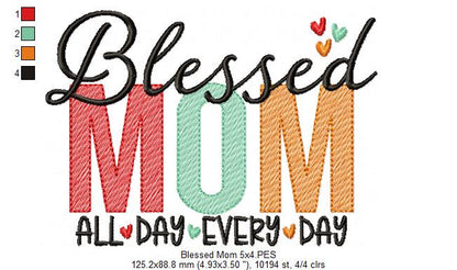 Blessed Mom - Fill Stitch - Machine Embroidery Design