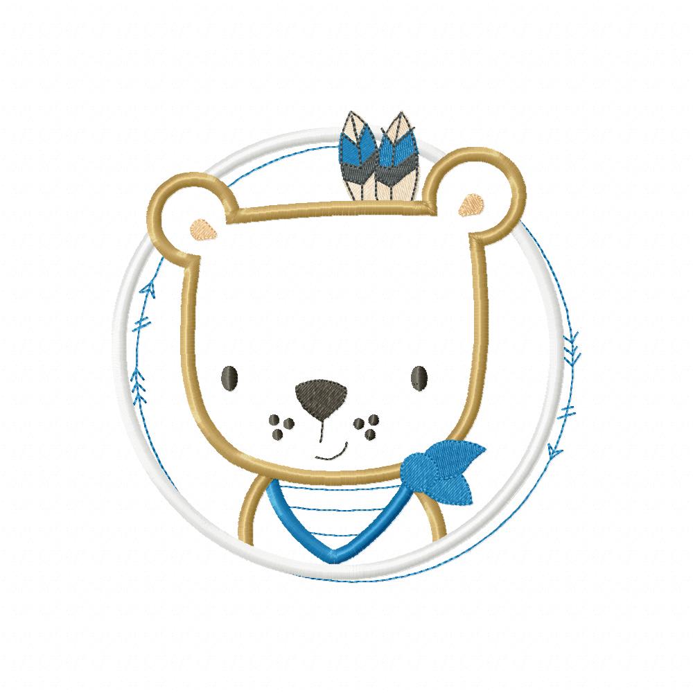 Boho Bear Boy Frame - Applique