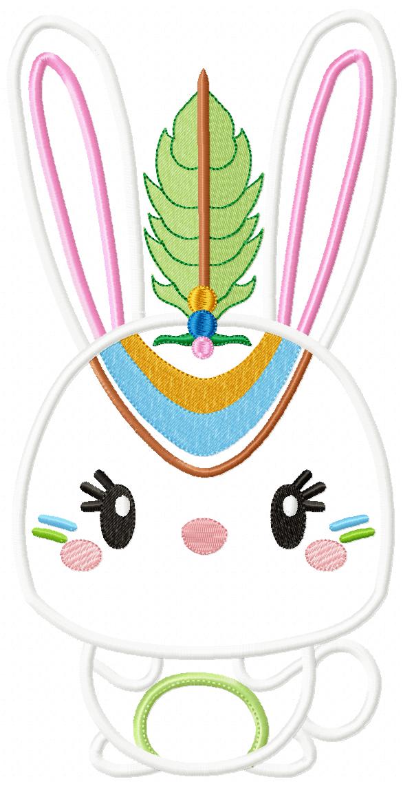 Boho Bunny Embroidery Design – Appliqué – Machine Embroidery Design