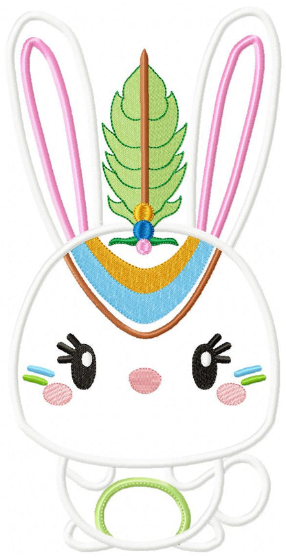 Boho Bunny Embroidery Design – Appliqué – Machine Embroidery Design