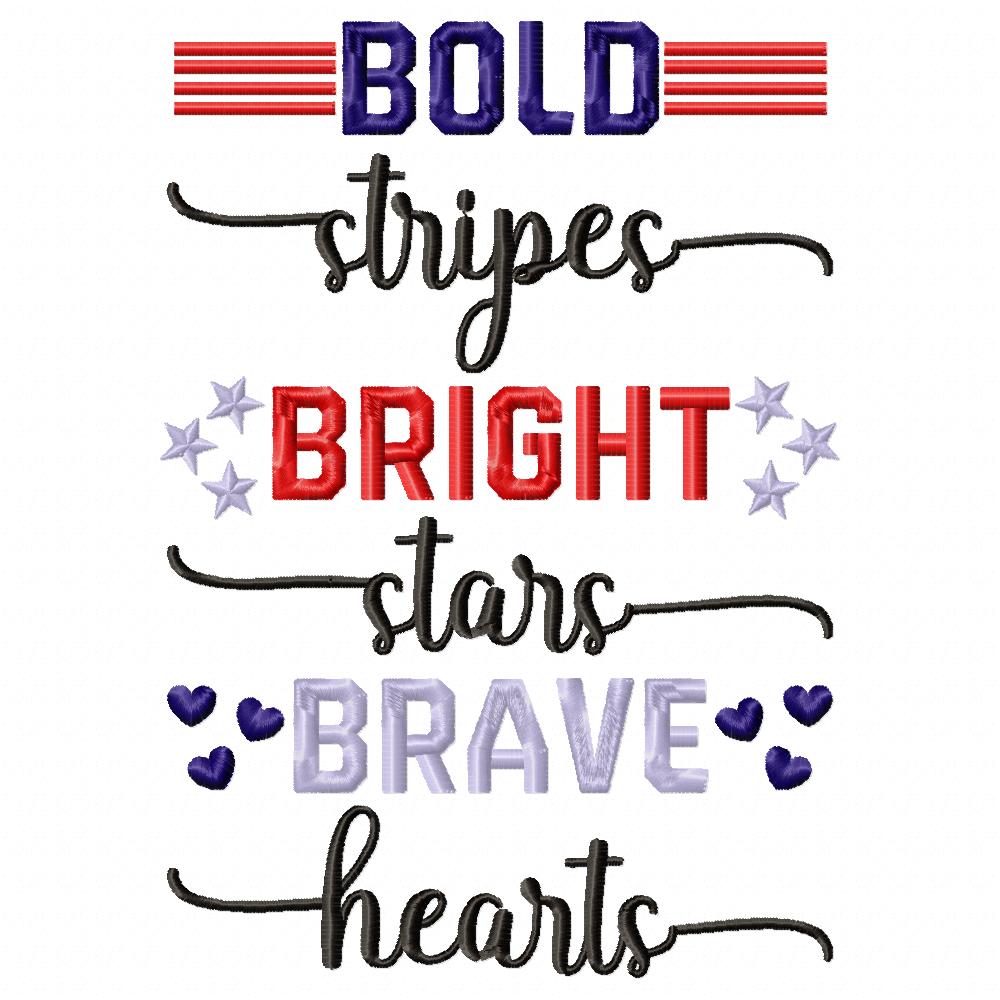 Bold Stripes Bright Stars Brave Hearts - Fill Stitch