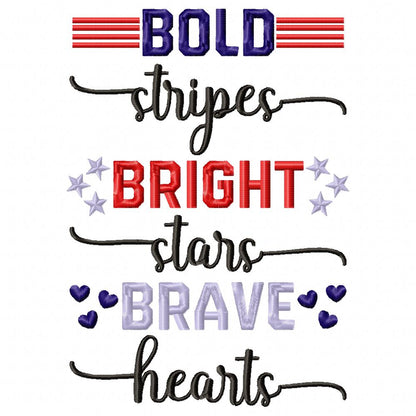 Bold Stripes Bright Stars Brave Hearts - Fill Stitch