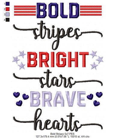 Bold Stripes Bright Stars Brave Hearts - Fill Stitch