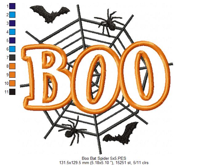 Halloween Boo - Applique - Machine Embroidery Design